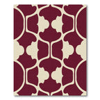 Deep Burgundy Cream Lattice Arabesque Rug
