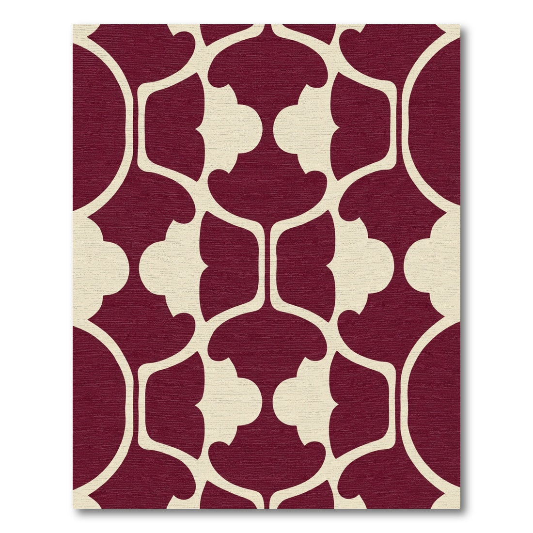 Deep Burgundy Cream Lattice Arabesque Rug