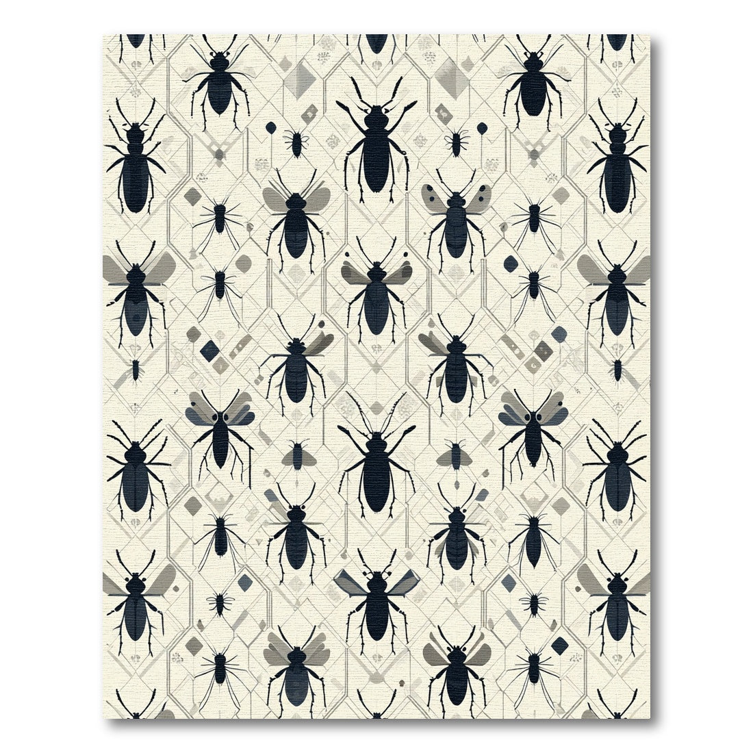 Dark Insect Hexagonal Geometric Background Rug