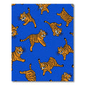 Vibrant Orange Tiger Scatter Blue Background Rug