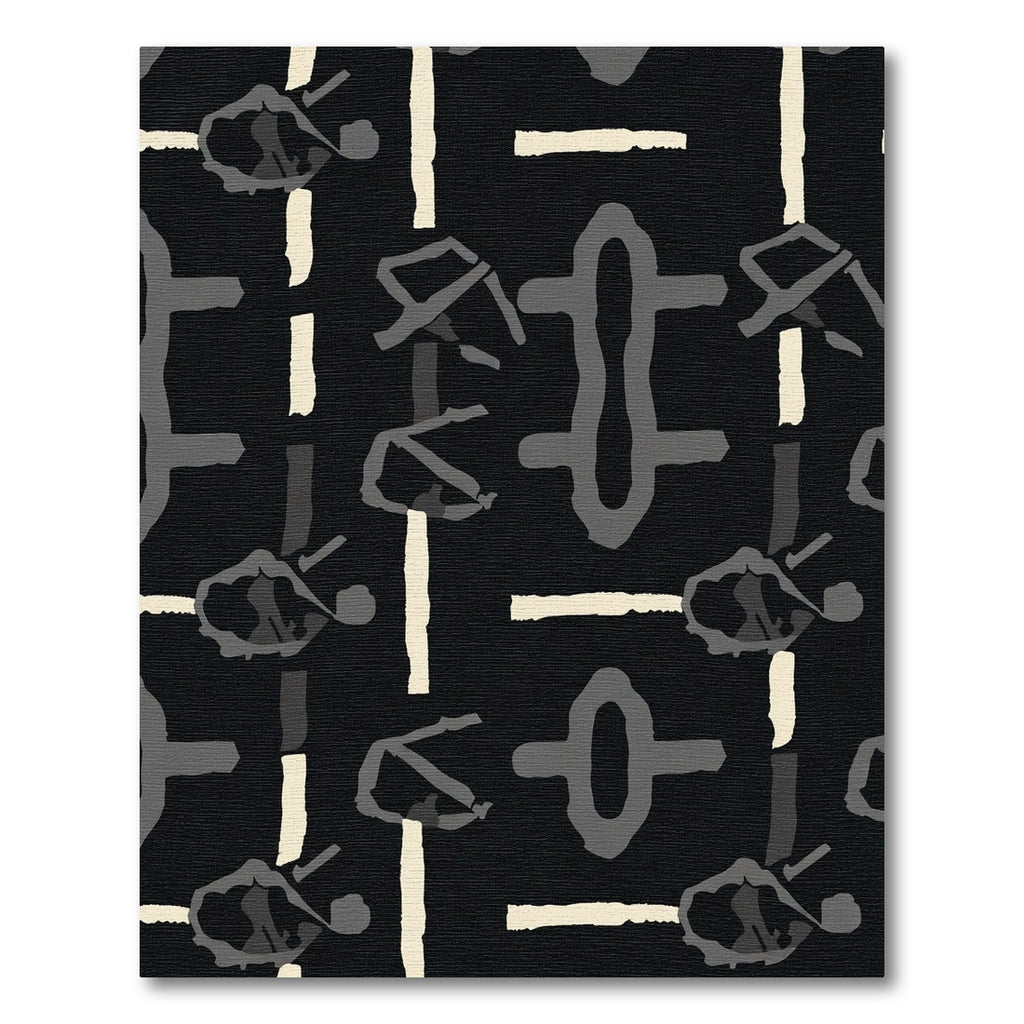 Abstract Gray Black Cream Graphic Rug