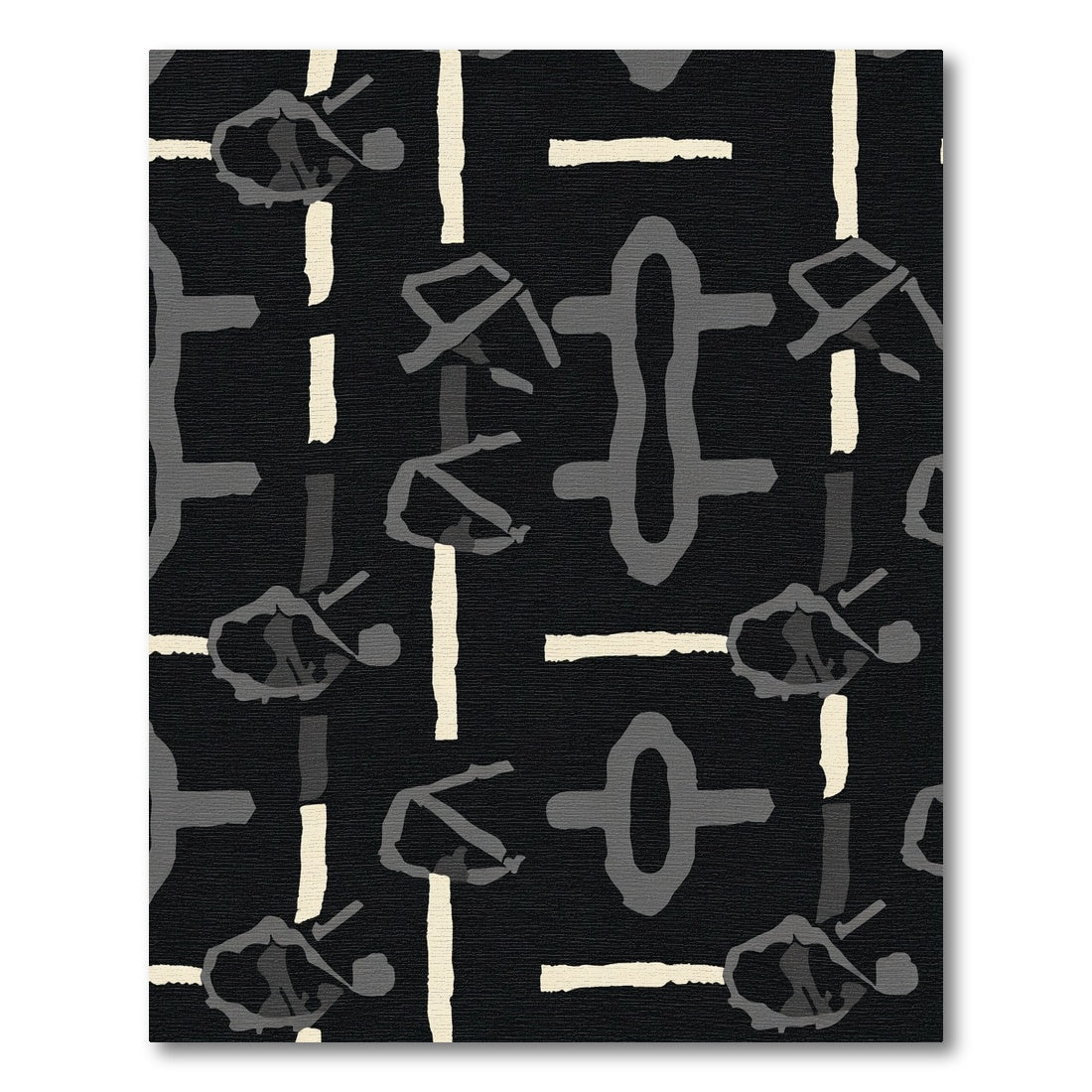 Abstract Gray Black Cream Graphic Rug