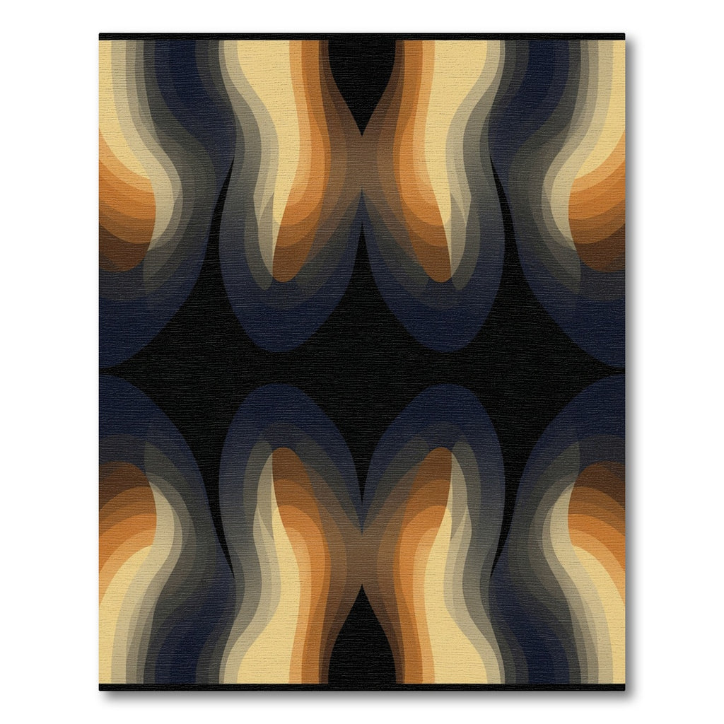 Wavy Layers Warm Tone Abstract Rug