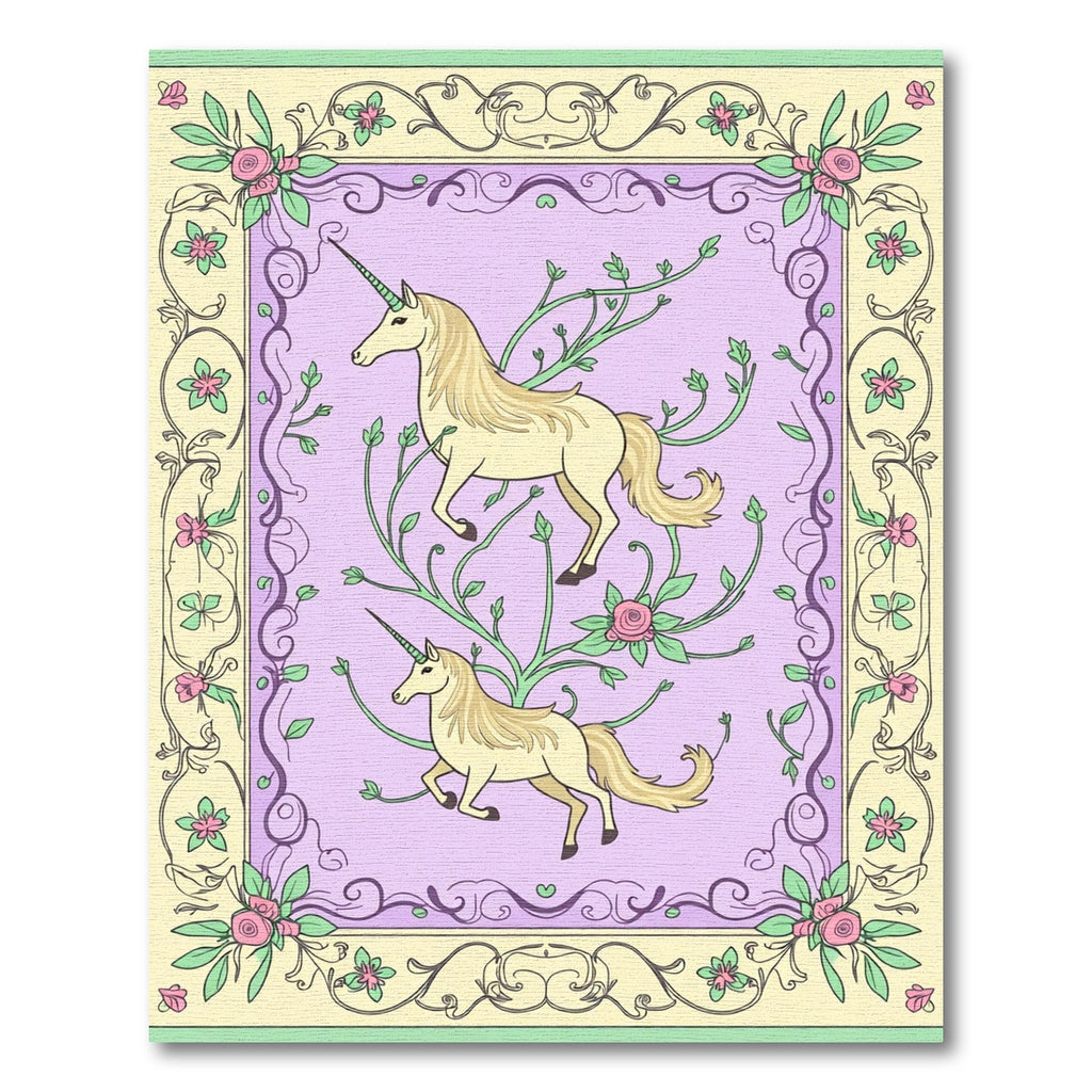 Whimsical Light Yellow Unicorn Garden Rug