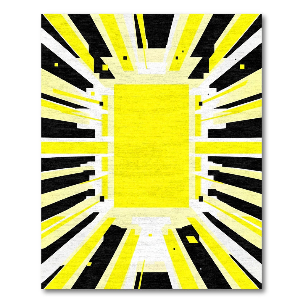 Vibrant Yellow Black Linear Burst Rug