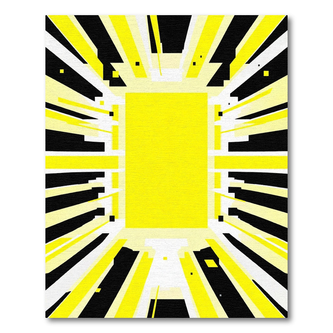 Vibrant Yellow Black Linear Burst Rug