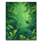 Lush Green Tropical Jungle Foliage Rug