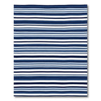 Navy Blue And White Striped Runner Rug