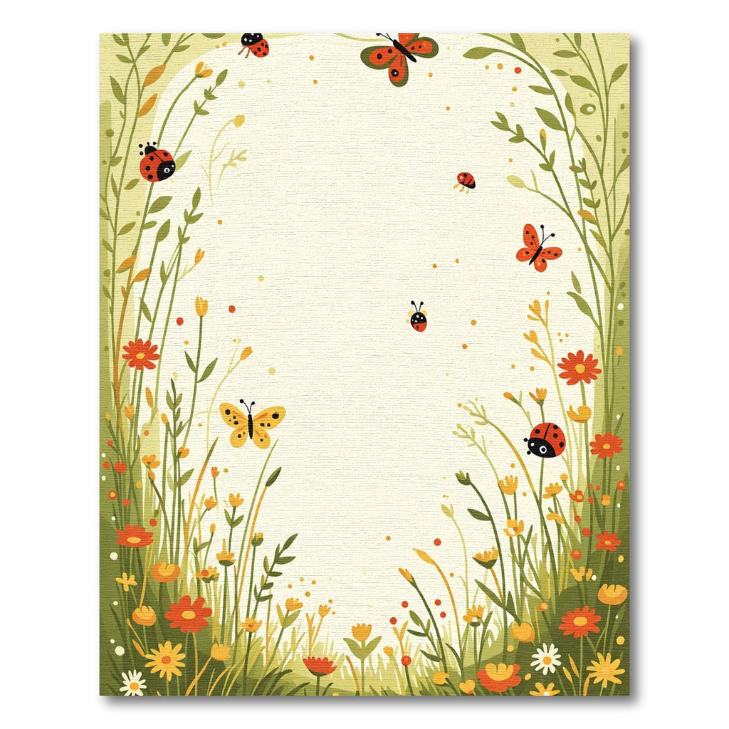 Whimsical Ladybug Butterfly Garden Meadow Rug