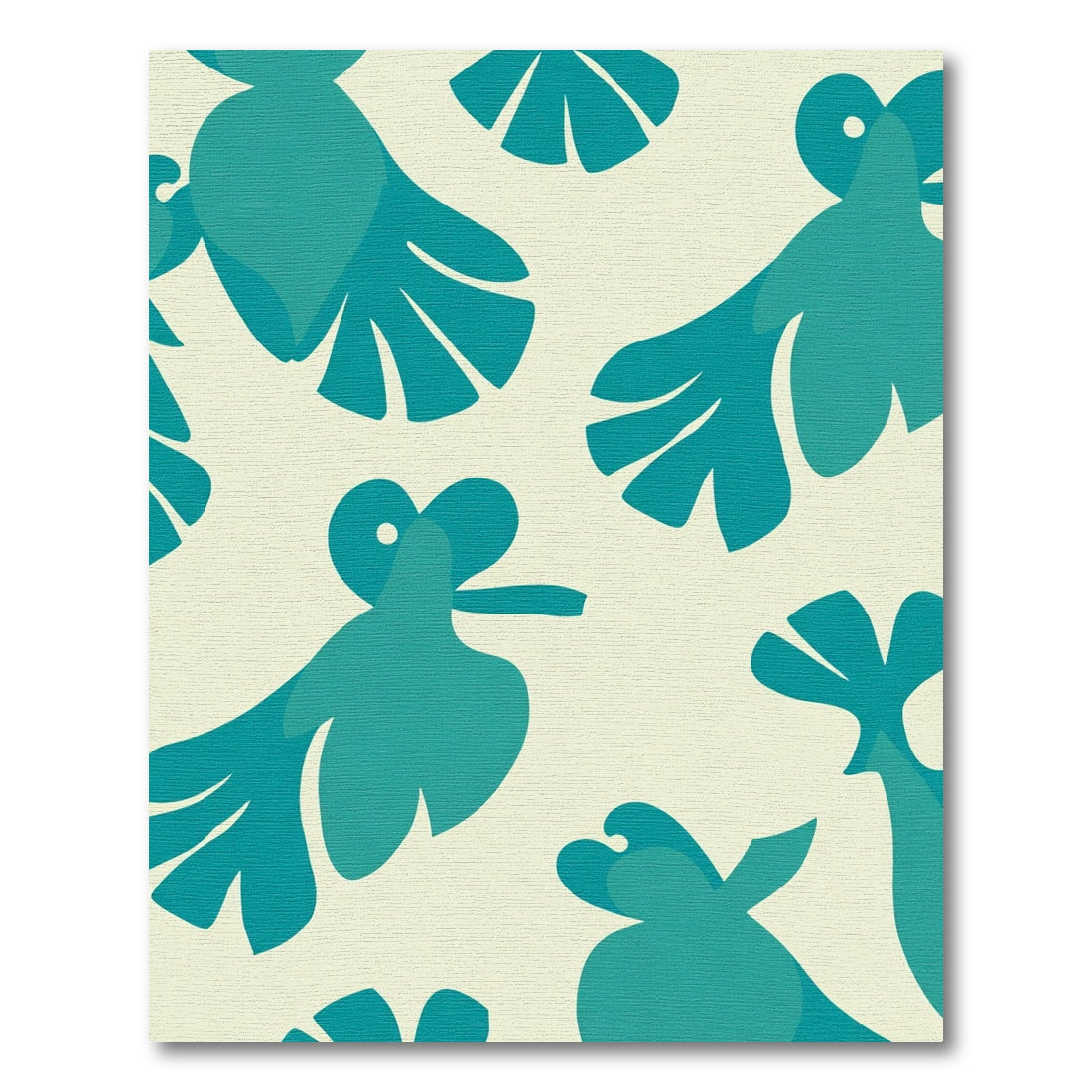 Teal Abstract Tropical Leaf Composition Rug