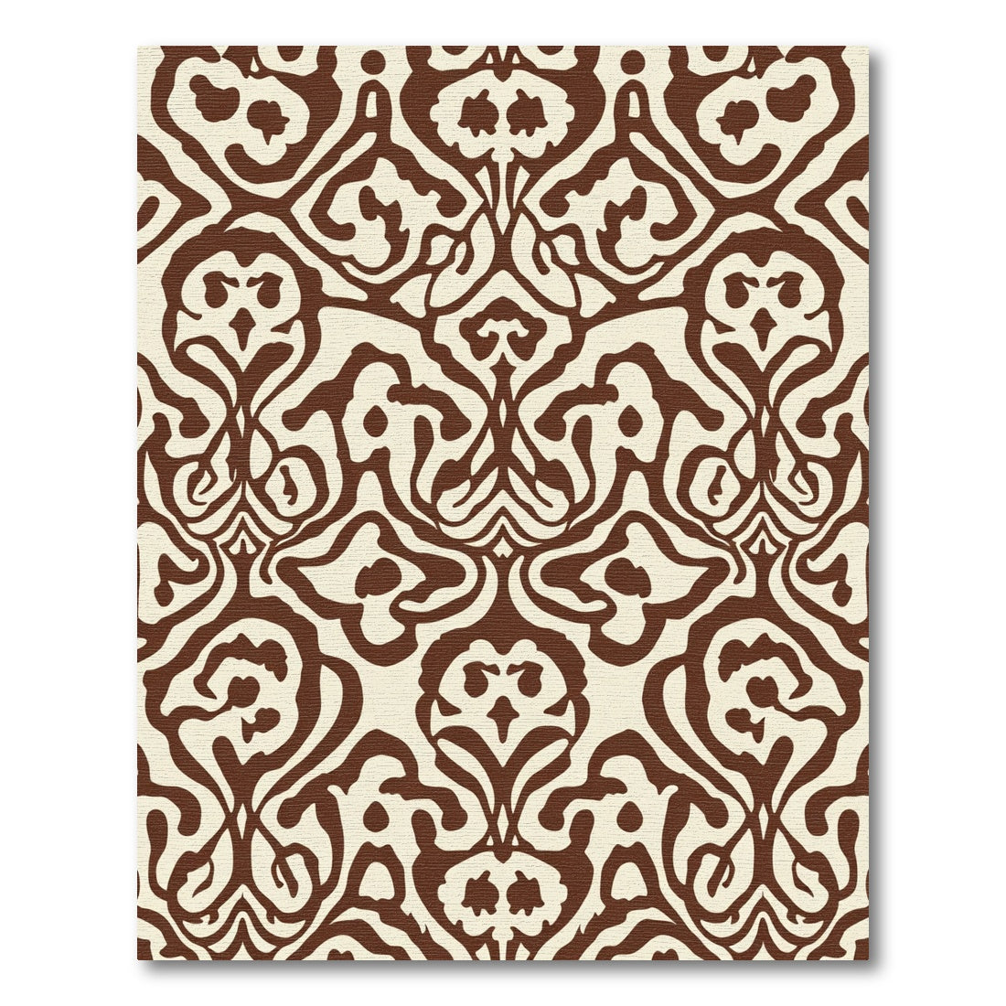 Cream Brown Damask Baroque Flourish Rug