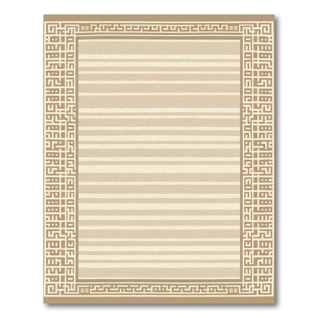 Sandy Beige Geometric Striped Rug