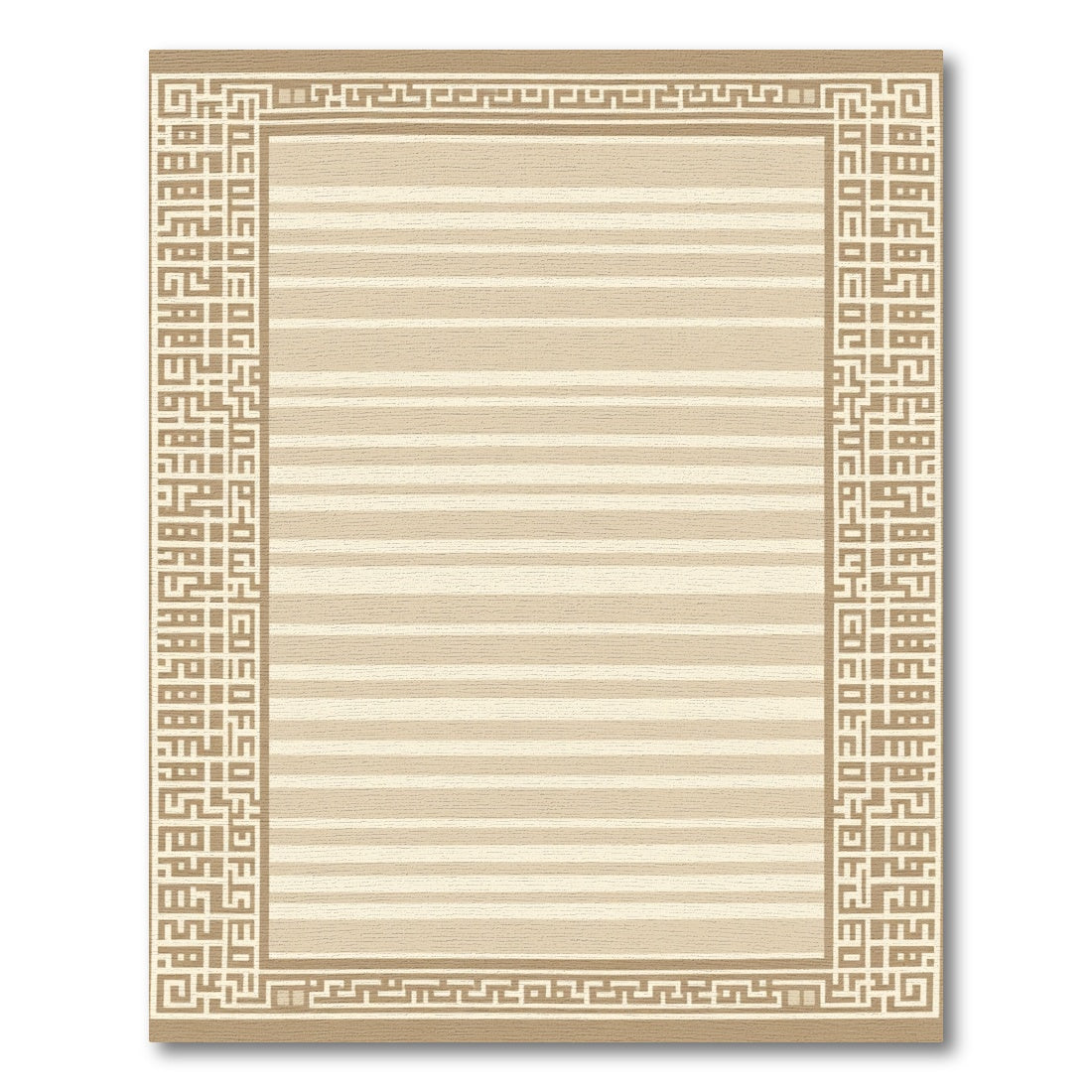 Sandy Beige Geometric Striped Rug