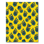 Yellow Teal Whimsical Faces Rug