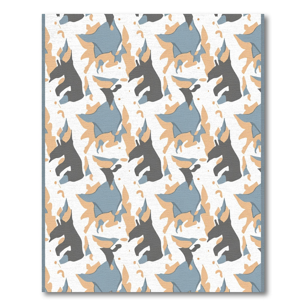 Abstract Grey Blue Tan Camo Animals Rug