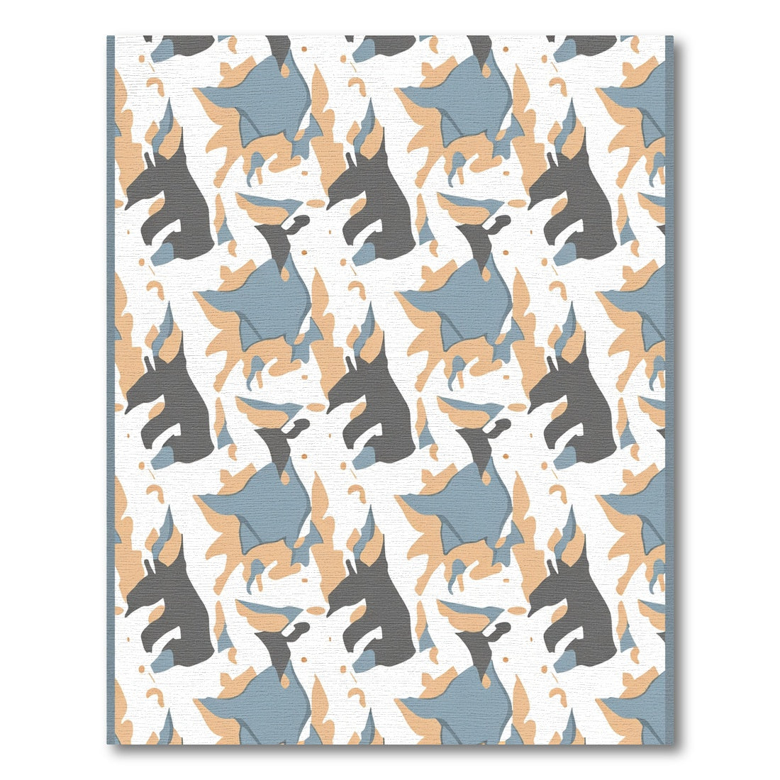 Abstract Grey Blue Tan Camo Animals Rug