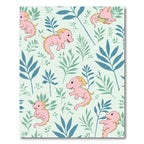 Playful Pink Dragons with Green Foliage Rug
