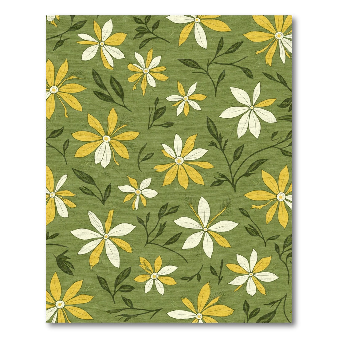 Yellow White Daisy Floral Meadow Rug