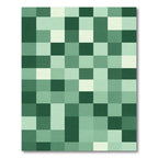 Verdant Forest Green Pixel Squares Rug