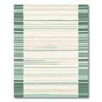 Subtle Sage Green Striped Rectangles Rug