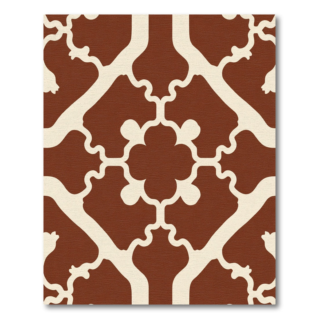 Terracotta Cream Gothic Leaf Vine Rug