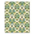 Teal Green Yellow Floral Damask Rug