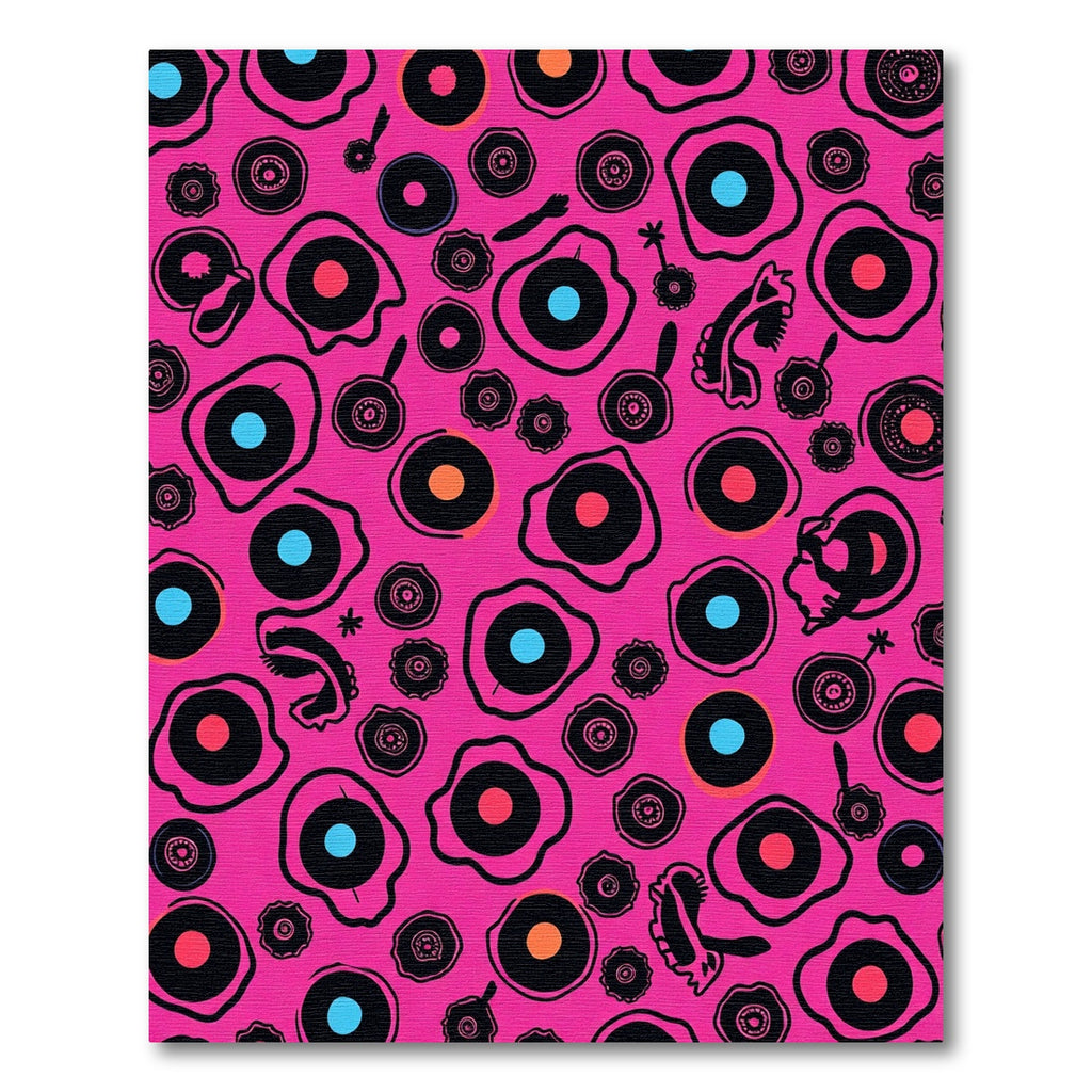 Hot Pink Abstract Organic Circles Rug