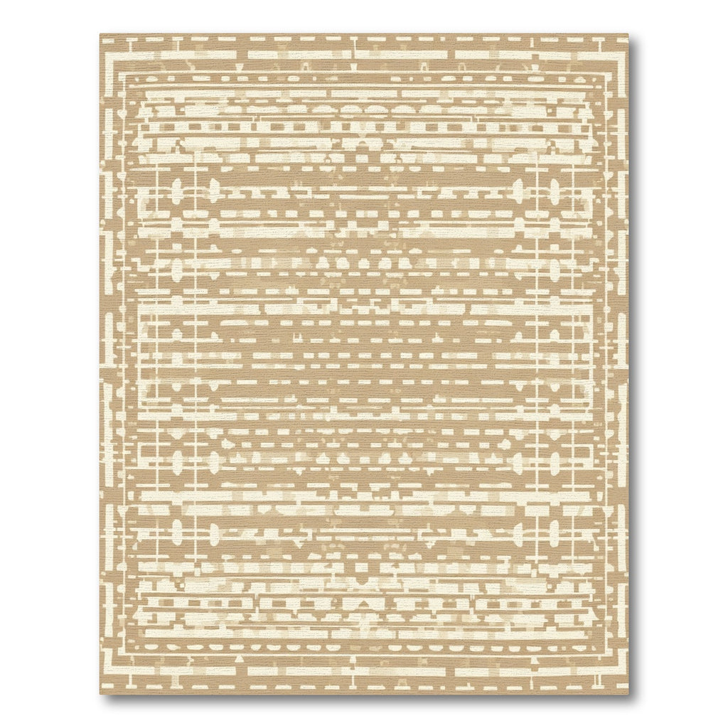 Distressed Taupe Grid Abstract Rug