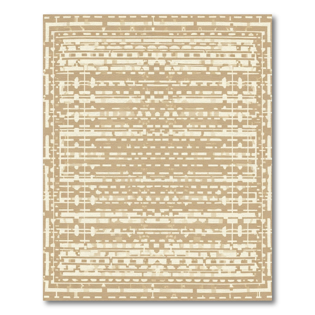 Distressed Taupe Grid Abstract Rug