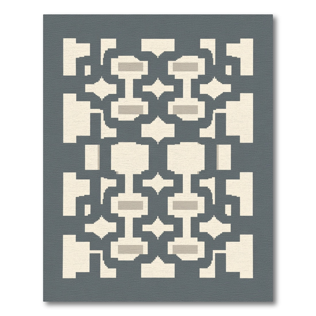 Gray And Beige Geometric Lattice Rug