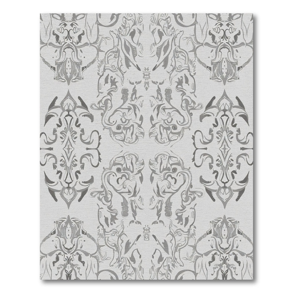 Gray Ornate Floral Symmetrical Medallions Rug
