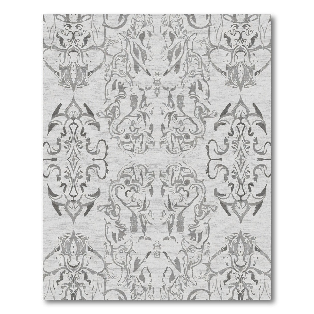 Gray Ornate Floral Symmetrical Medallions Rug