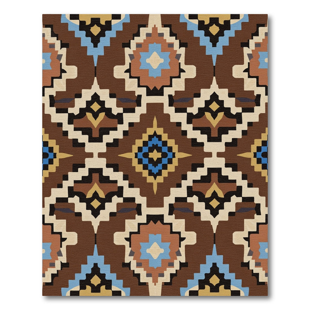 Brown Tribal Diamond Geometric Rug