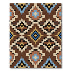 Brown Tribal Diamond Geometric Rug
