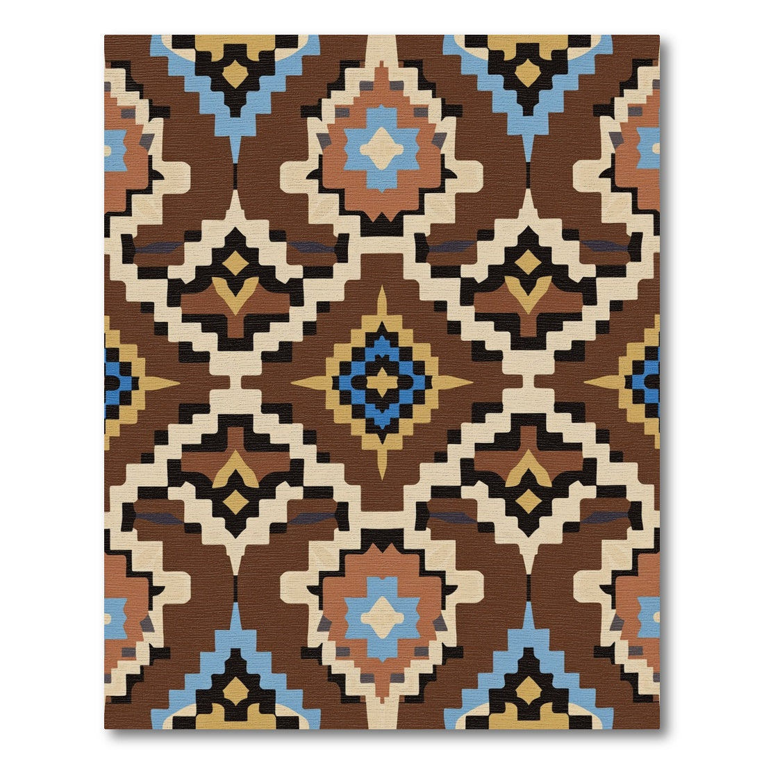 Brown Tribal Diamond Geometric Rug