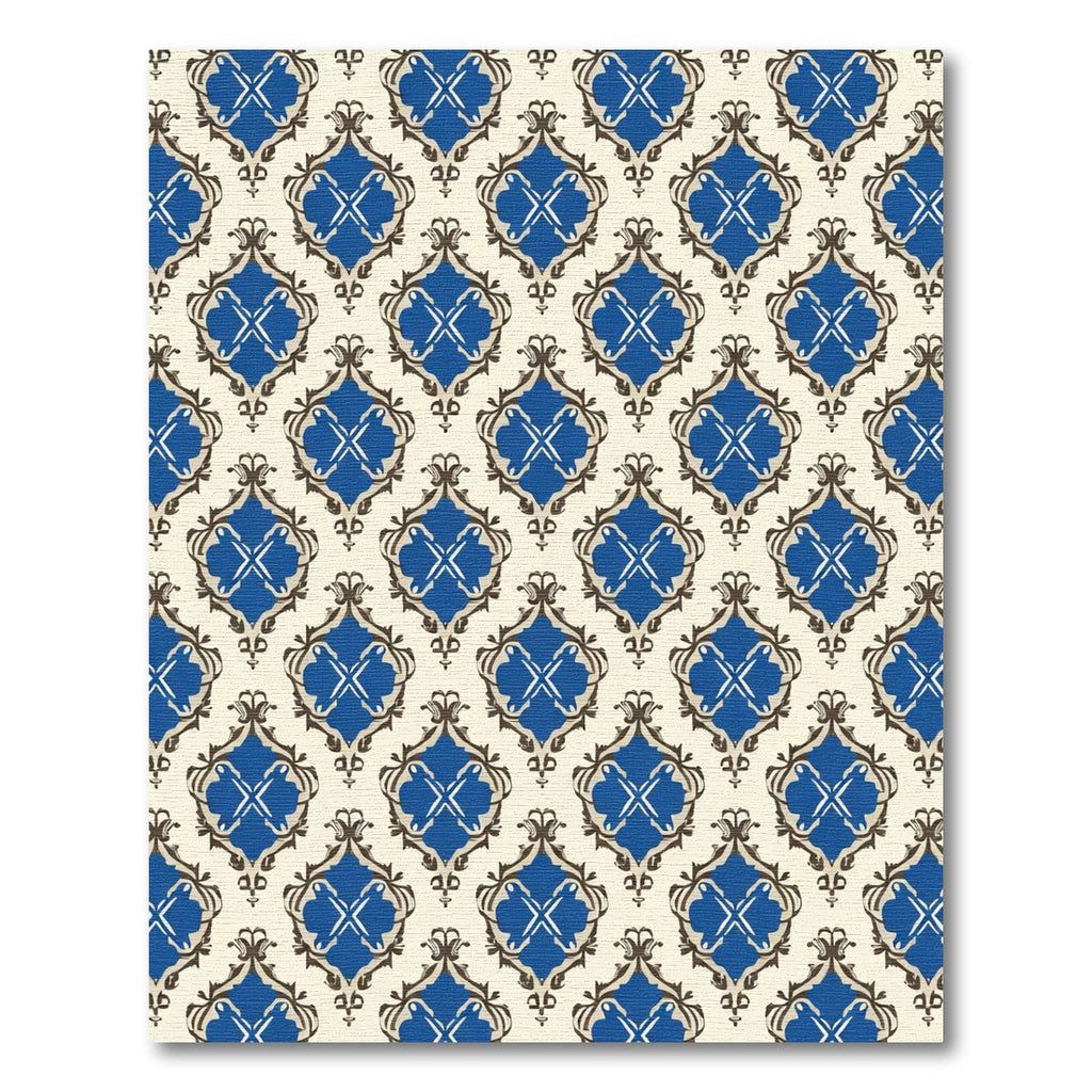 Royal Blue Ornate Quatrefoil Repeating Rug