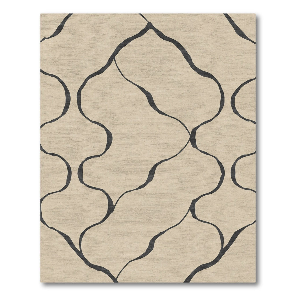 Beige Organic Wavy Vine Linework Rug