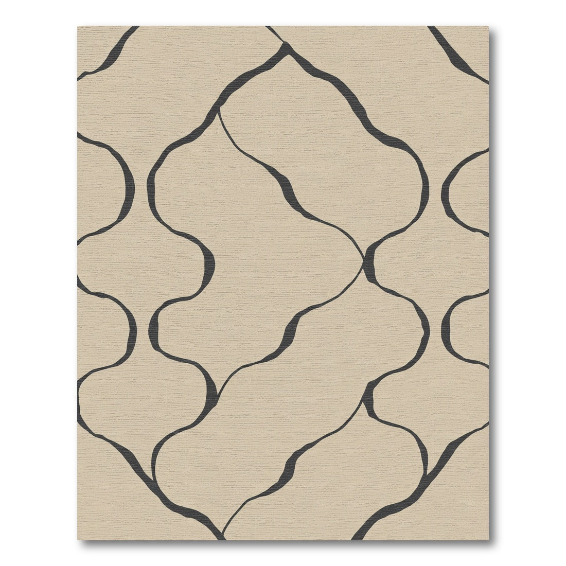 Beige Organic Wavy Vine Linework Rug