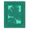 Deep Teal Jungle Leaf Border Rug