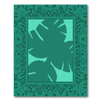 Deep Teal Jungle Leaf Border Rug