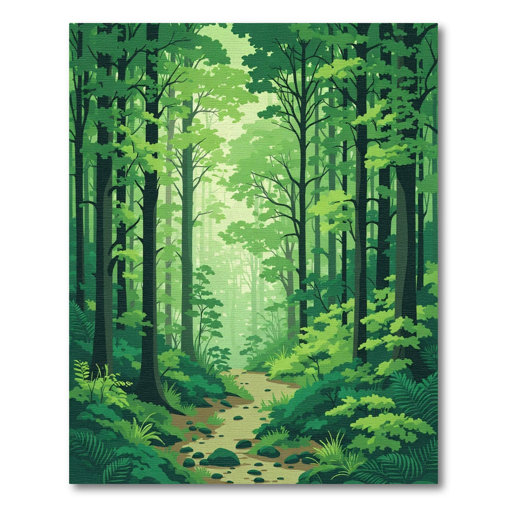 Deep Forest Green Woodland Path Rug