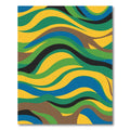 Abstract Wavy Stripe Yellow Blue Green Rug