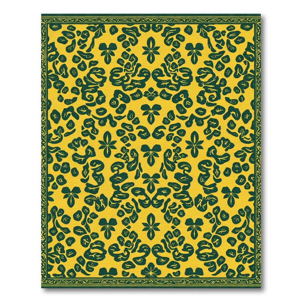Amber Green Abstract Floral Arrangement Rug