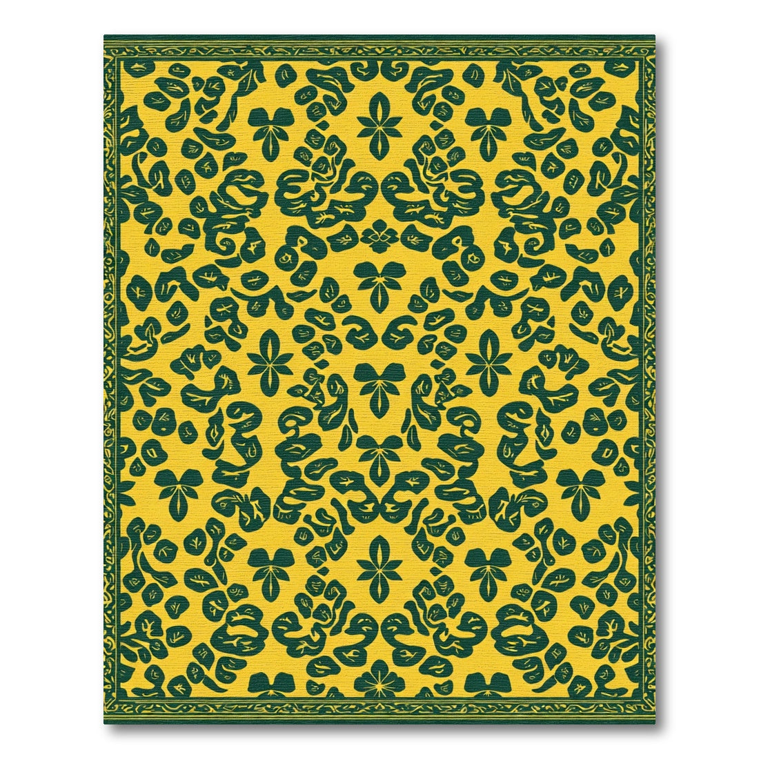 Amber Green Abstract Floral Arrangement Rug