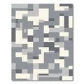 Geometric Abstract Gray Cream Blocks Rug