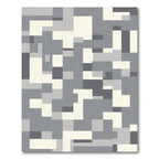 Geometric Abstract Gray Cream Blocks Rug