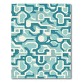 Teal White Abstract Geometric Link Rug