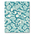 Teal White Abstract Geometric Link Rug
