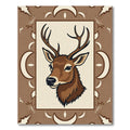Earthy Brown Rustic Deer Portrait Rug