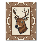 Earthy Brown Rustic Deer Portrait Rug